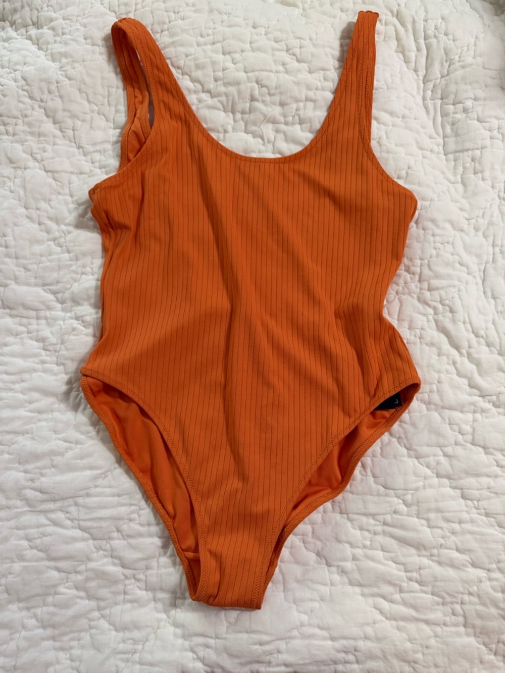 Weekday Orange Ribbed Swimsuit